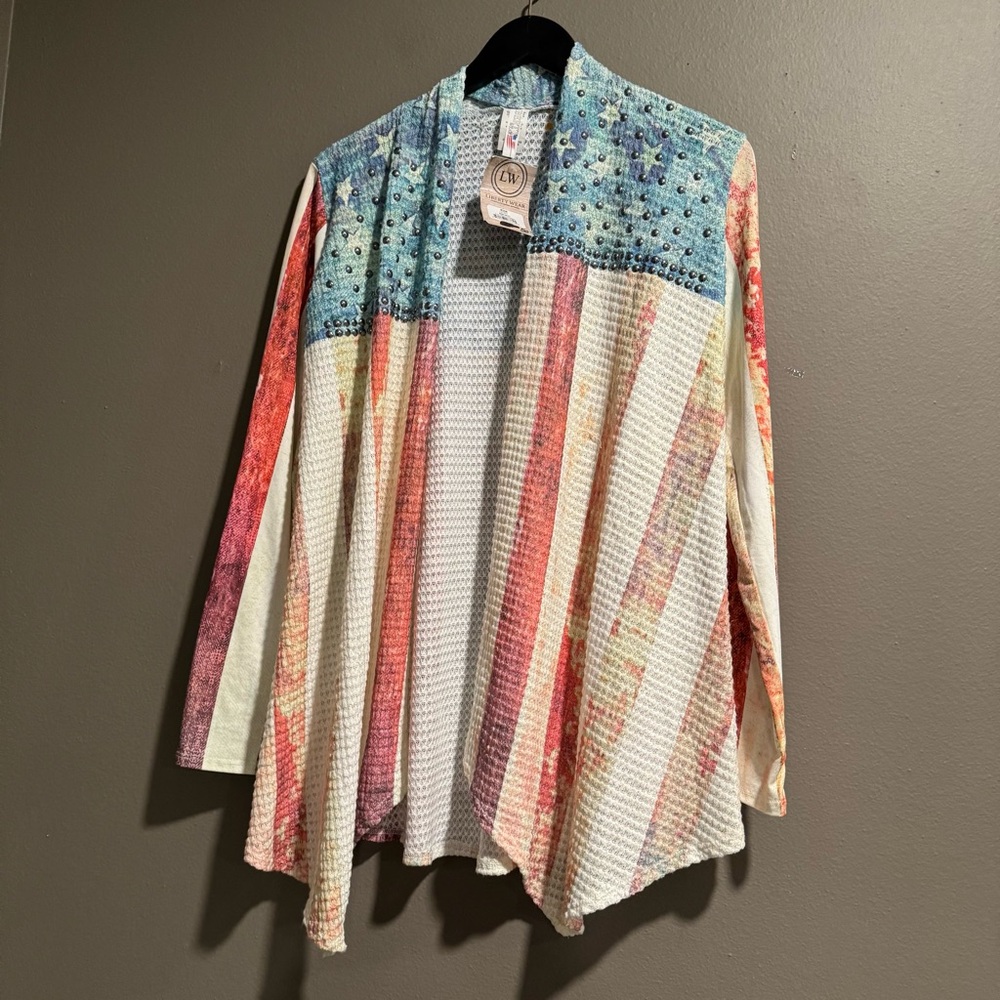 Liberty Wear True Glory Lightweight Cardigan Textured Knit Top Size Small/Medium